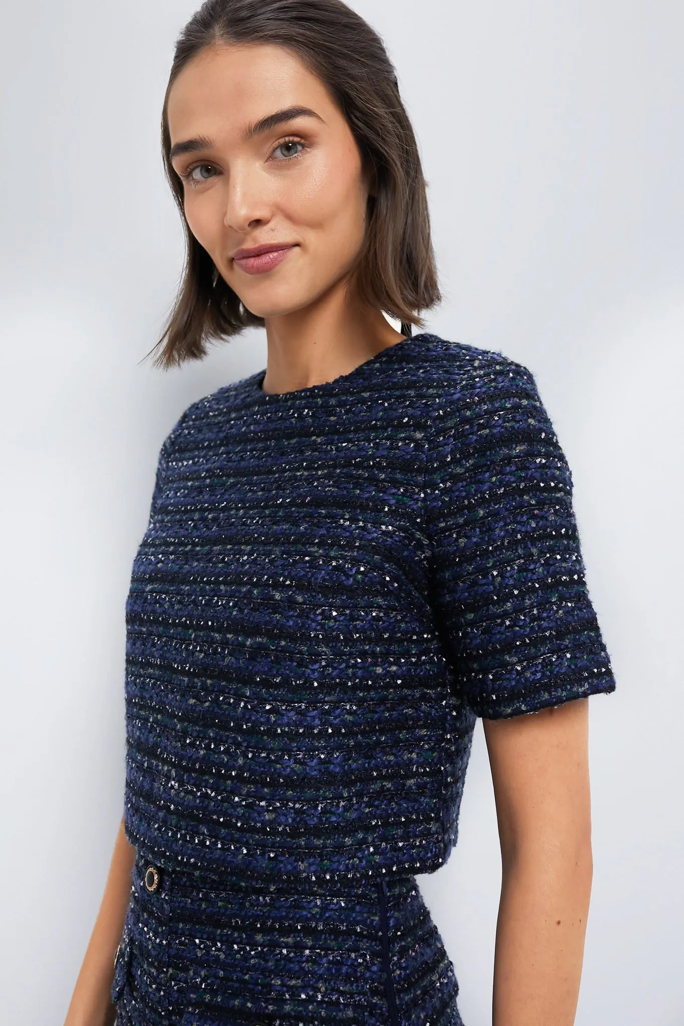 Navy Tweed Georgie Top