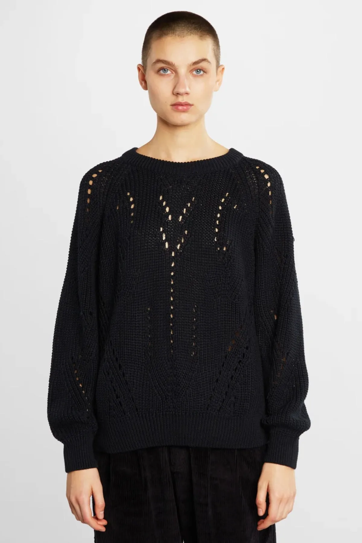 Ockelbo Pointelle Knit Sweater Black Dedicated