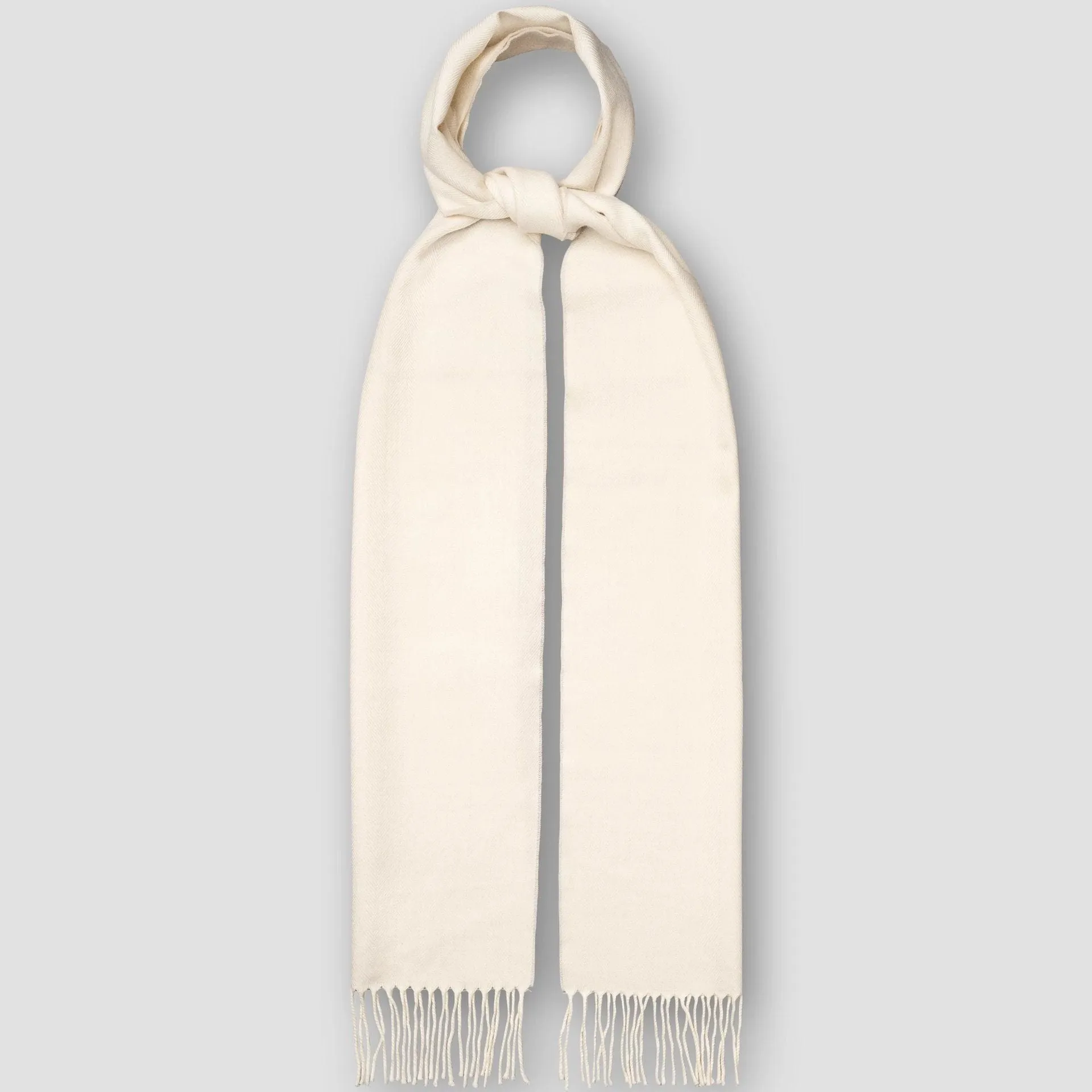 Off-White Herringbone Merino Wool Scarf - ETON