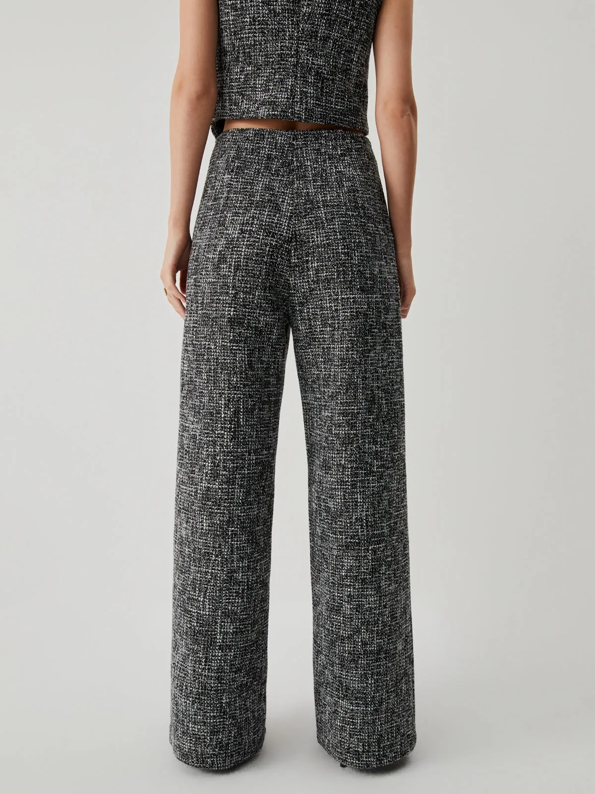 Old Money Tweed Trendy Straight Leg Pocket Pants