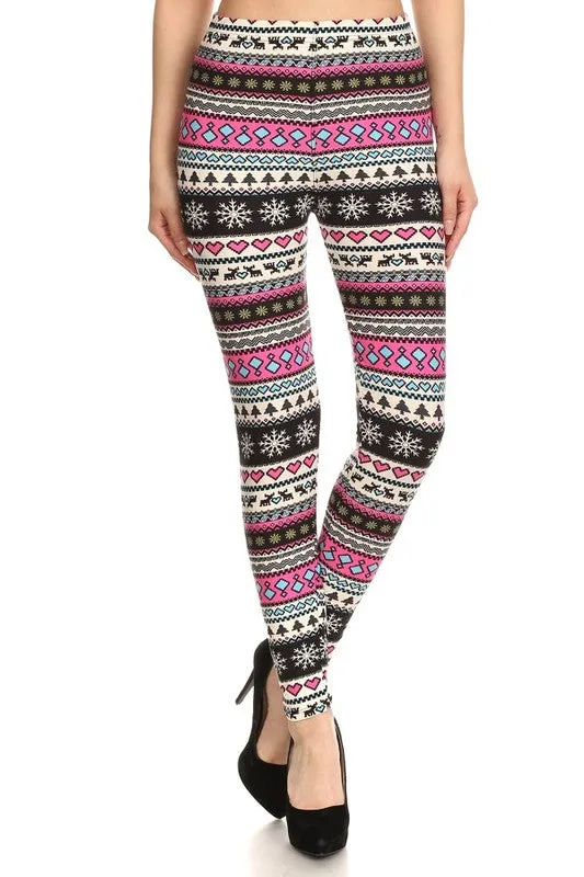 Pink Holiday Nordic  Leggings