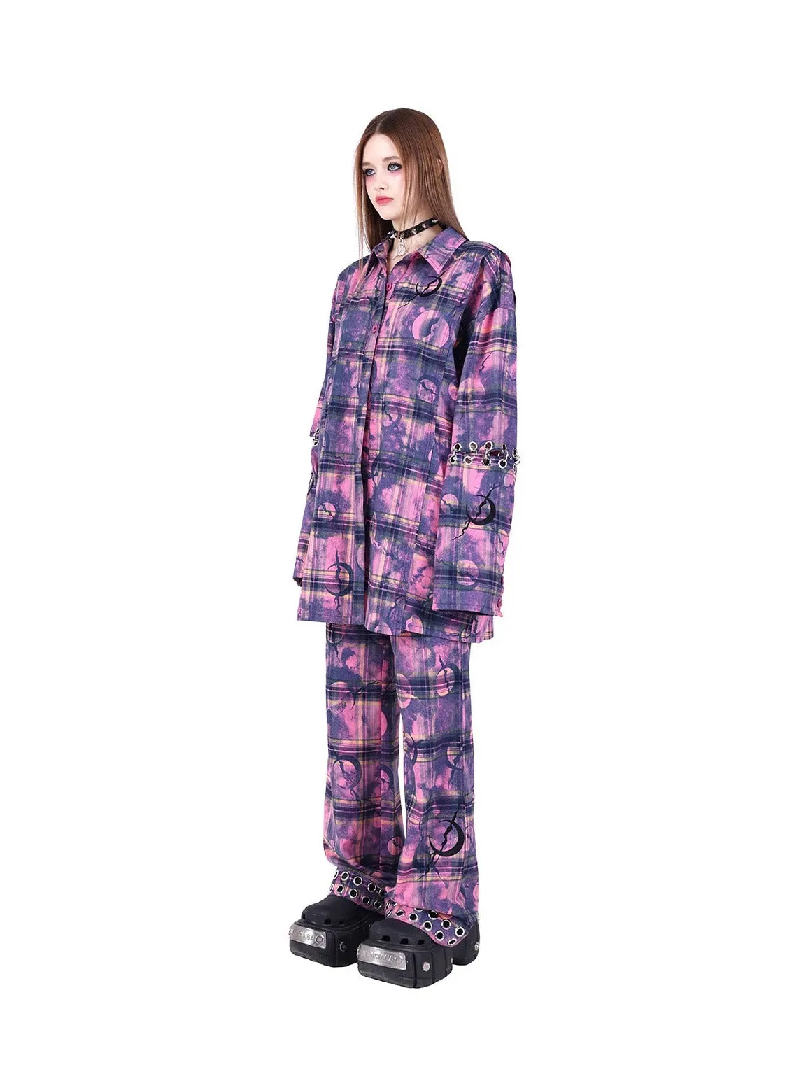 PINKSPINK Cosmic Grunge Oversized Flannel - Purple/Pink