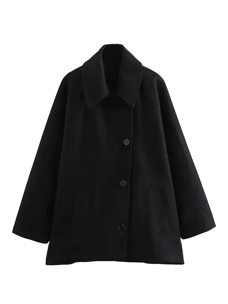 RANA Chic Wool Blend Short Trench Coat Pea coat