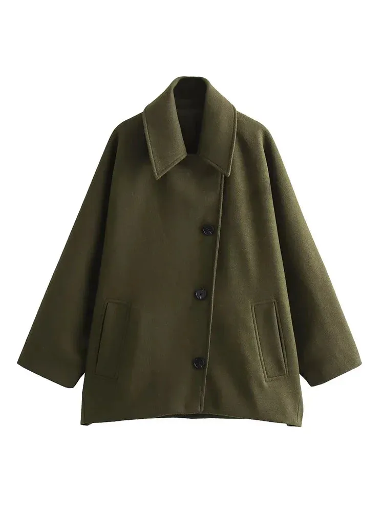 RANA Chic Wool Blend Short Trench Coat Pea coat