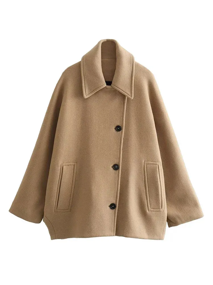 RANA Chic Wool Blend Short Trench Coat Pea coat