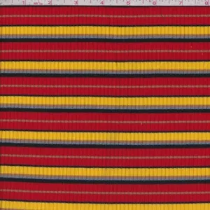 Red/Yellow/Sky Stripe Poor Boy Rib Knit Fabric