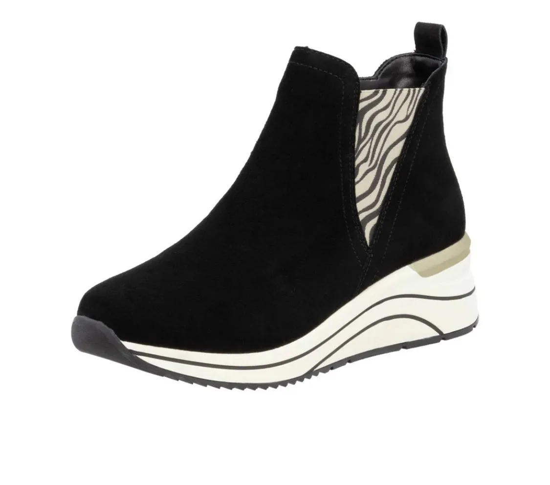 Remonte D0T75-03 Tiger Print And Black Leather Trainer Boots