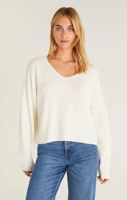 Serenity V Neck Sweater | Blue | White