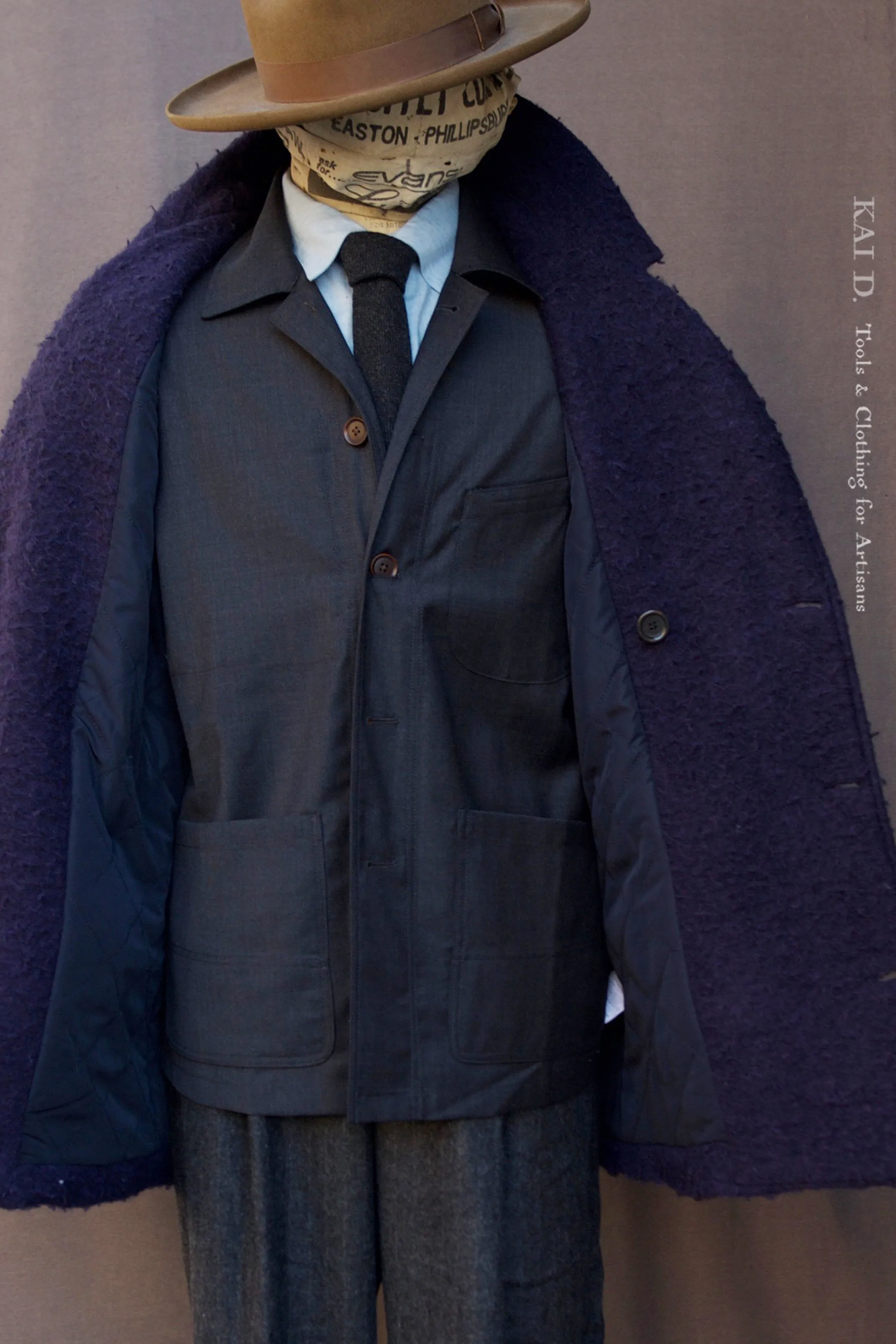 Shaggy Wool Peacoat - Indigo - L