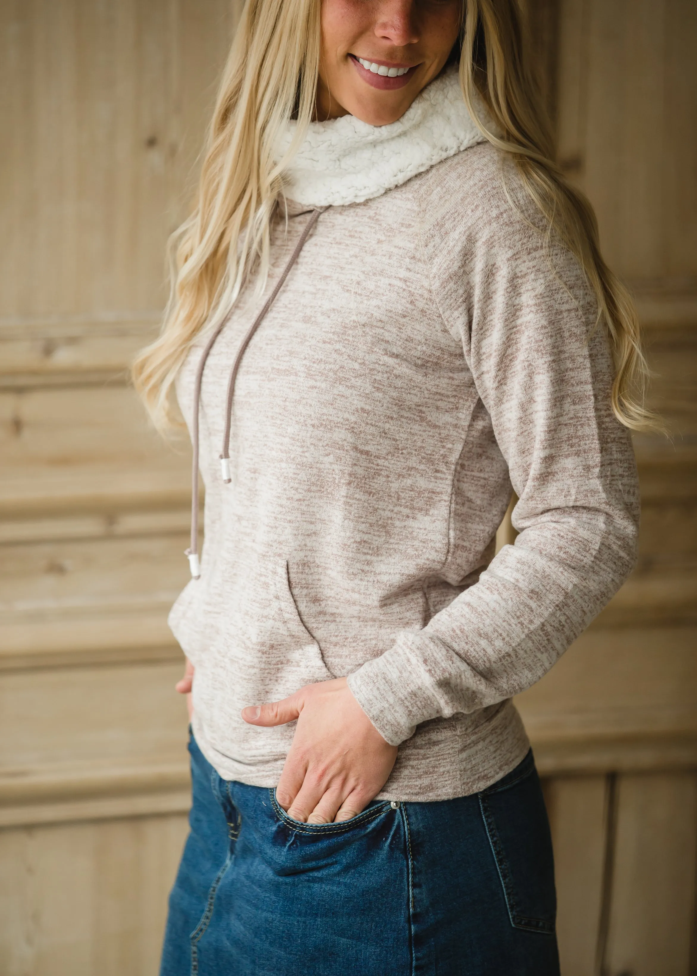 Sherpa Turtleneck Taupe Top - FINAL SALE