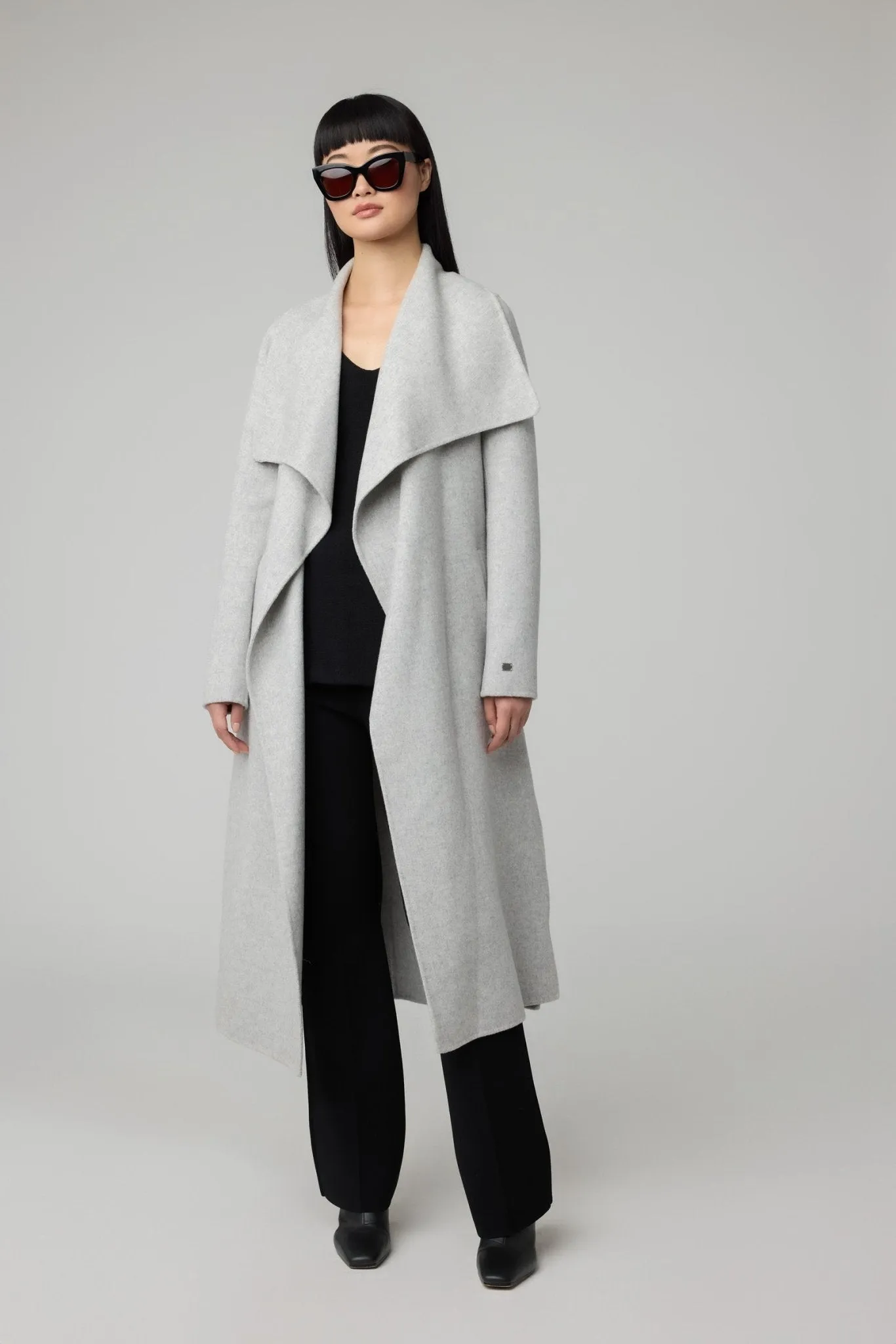 SOIA&KYO BRITTA - Straight-Fit Double Face Wool Coat With Belt