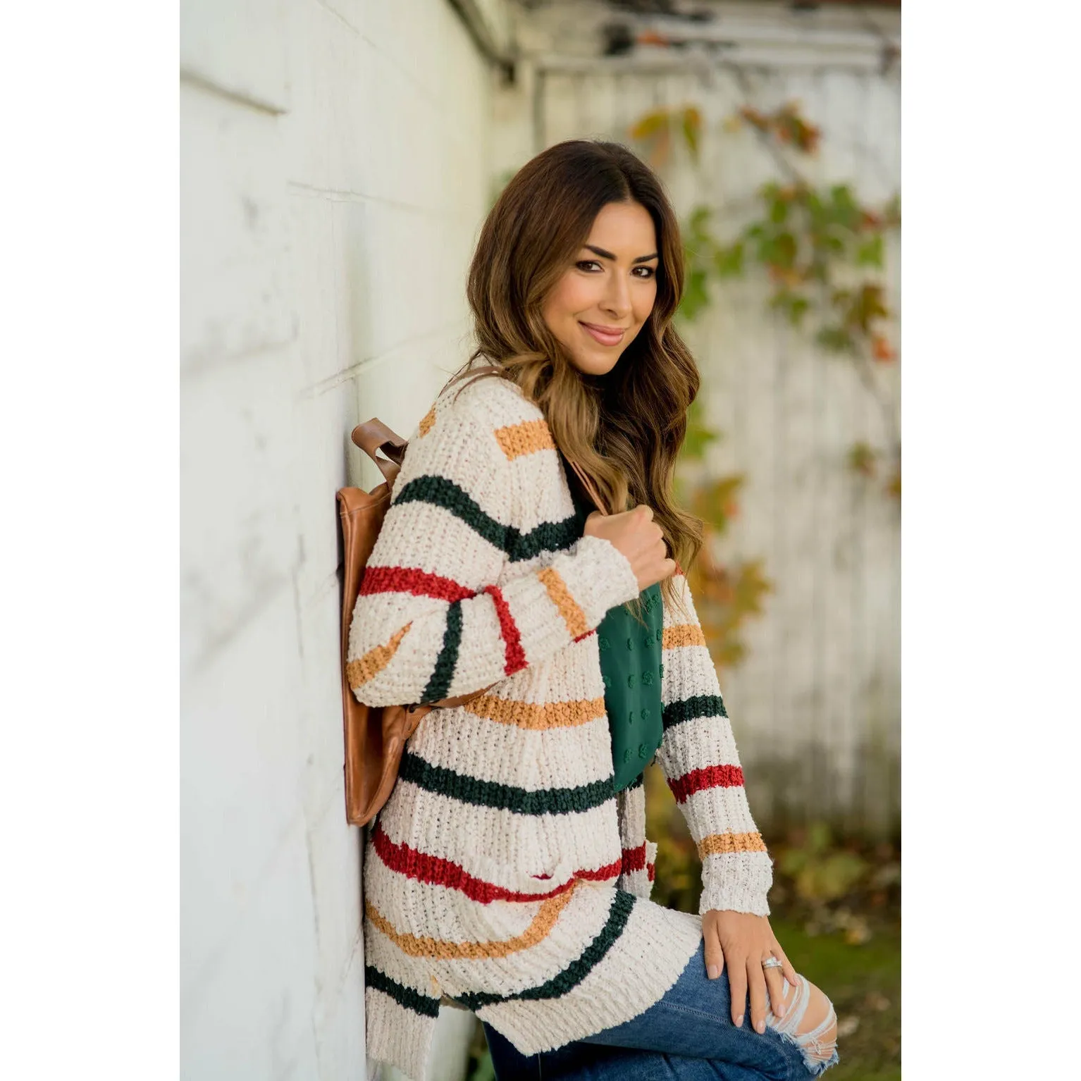 Striped Knit Tunic Cardigan