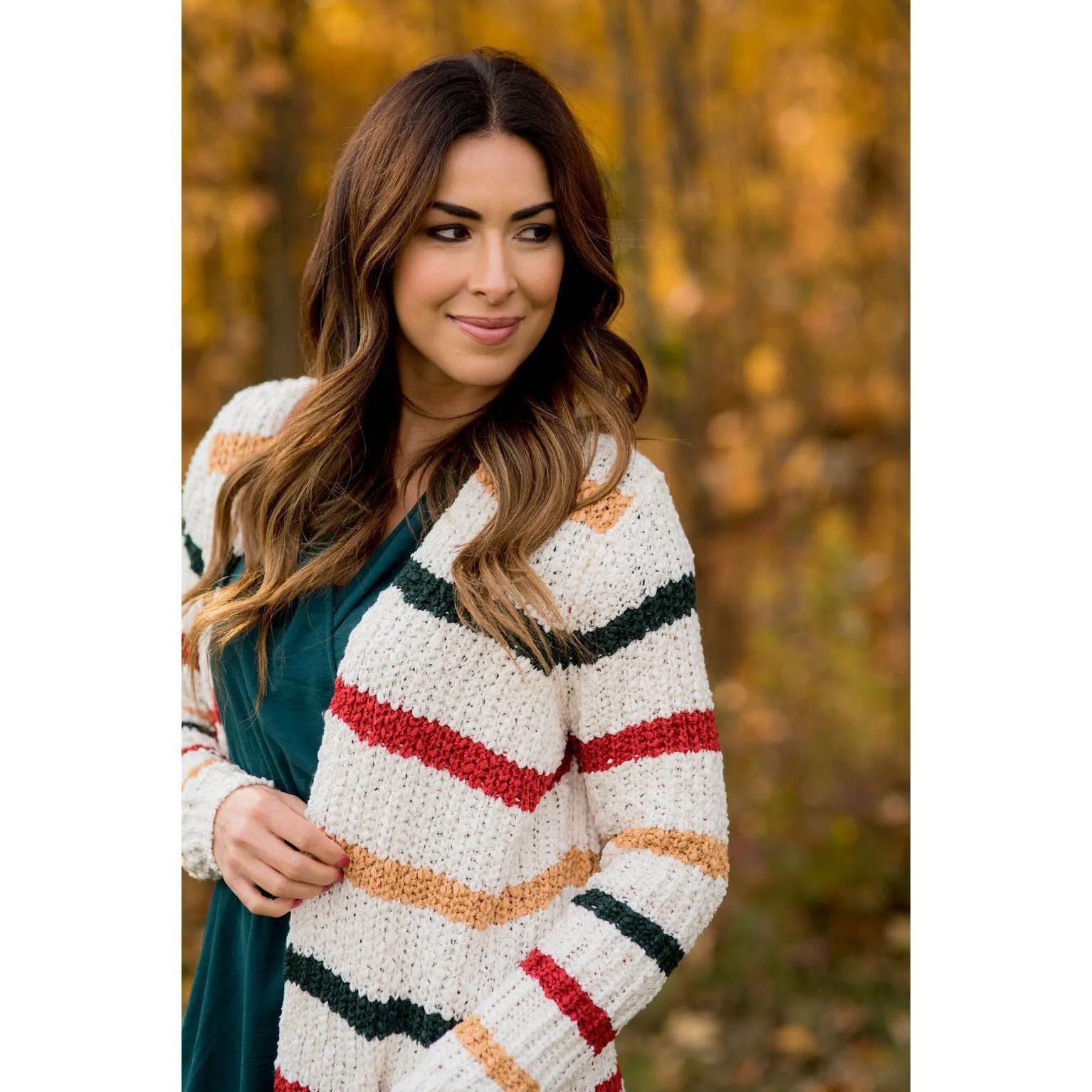 Striped Knit Tunic Cardigan