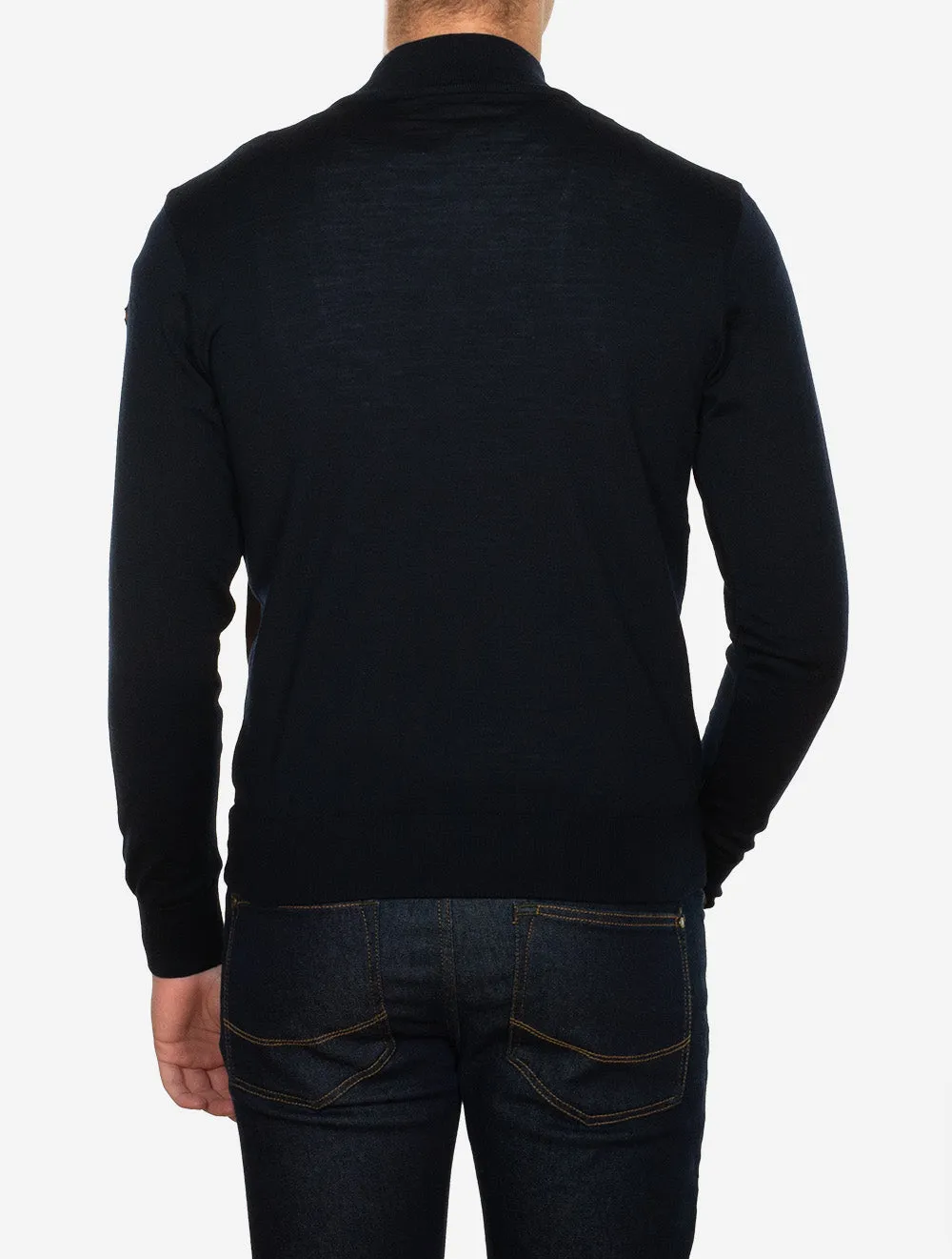 Summer Wool Full Zip Sweater Navy