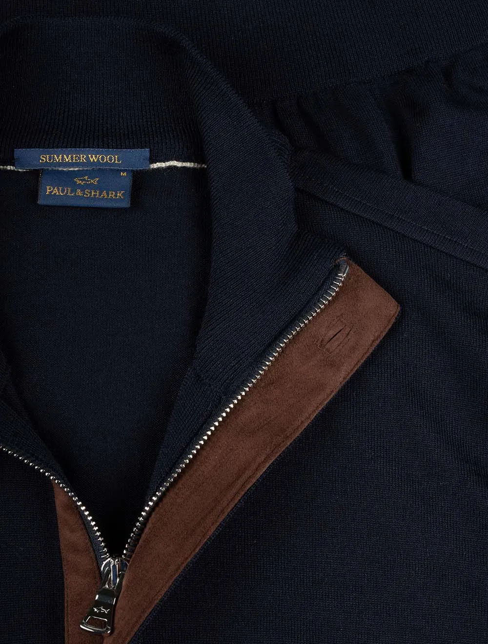 Summer Wool Full Zip Sweater Navy