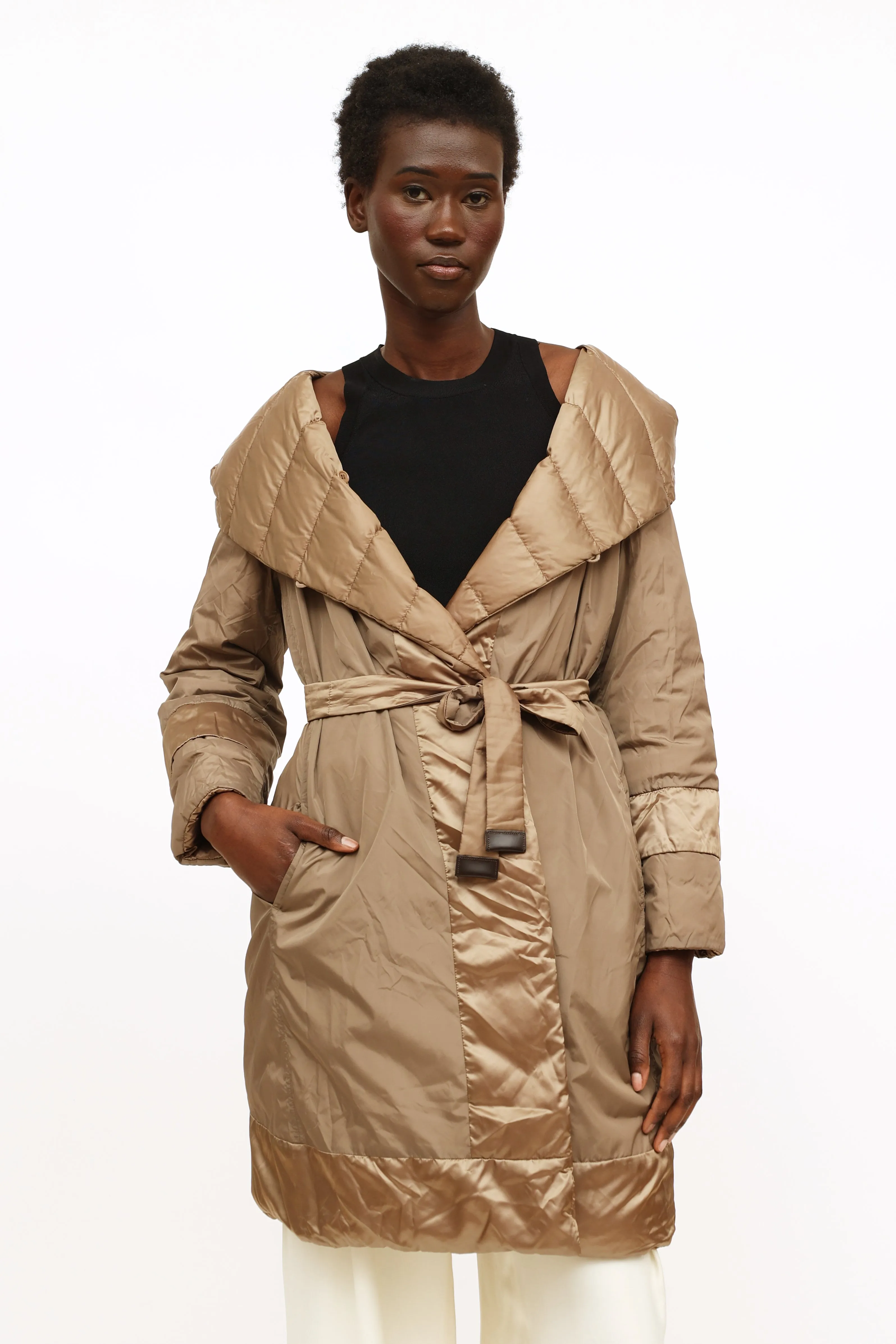 Tan Reversible Puffer Coat