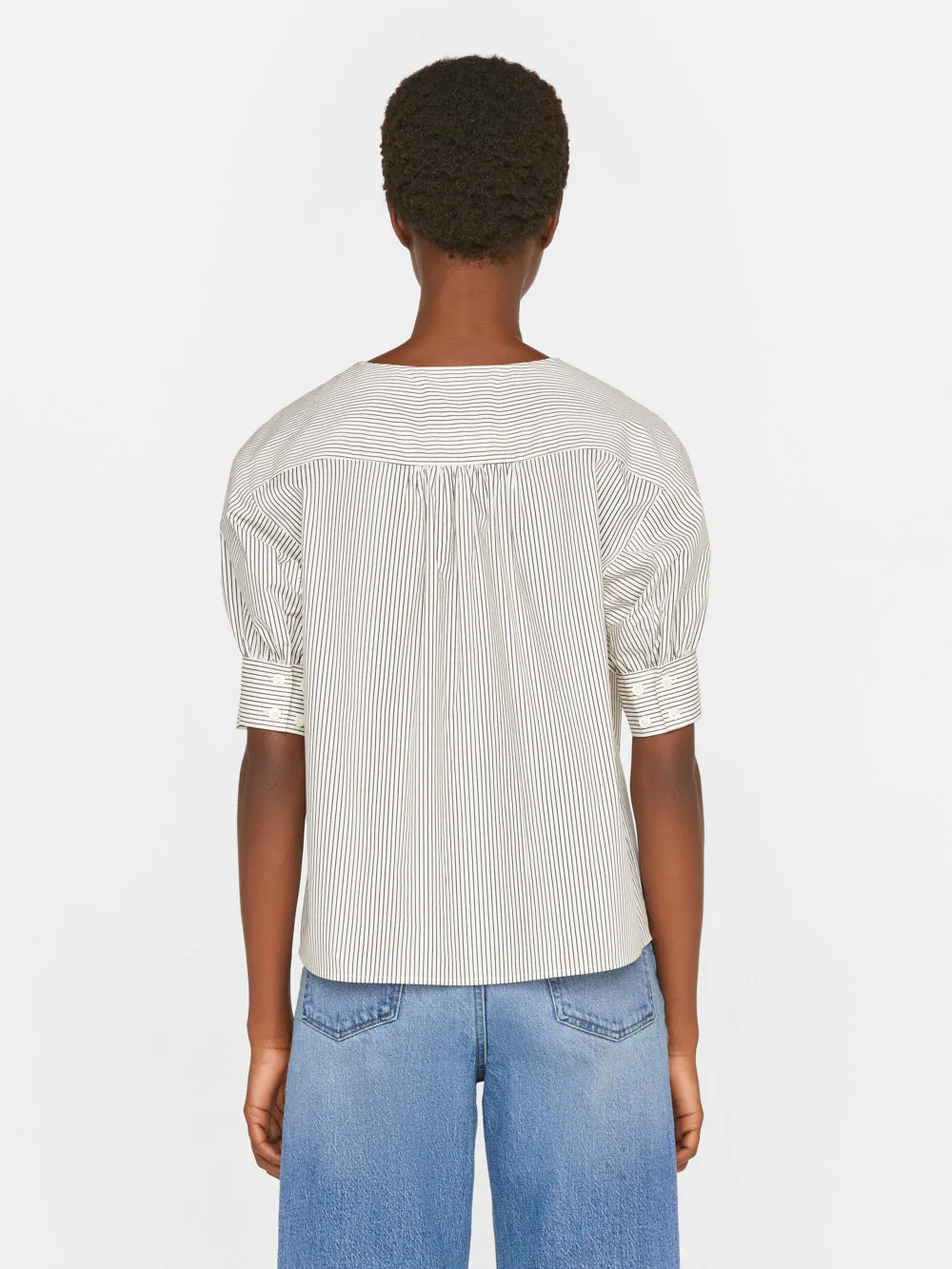 V-Neck Popover Top -- Bone Multi