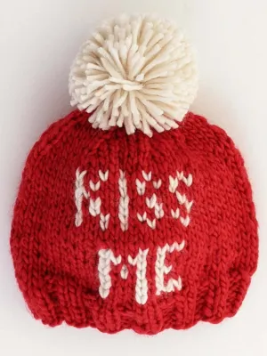 Valentine's Day Knit Pom Hat, Kiss Me