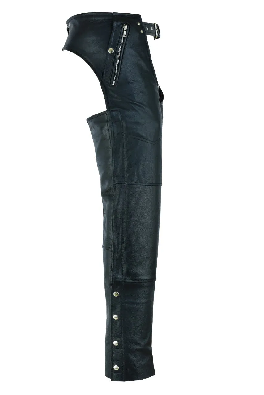 VL811 TG Vance Leather Four Pocket Top Grain Leather Chaps with Removable Liner