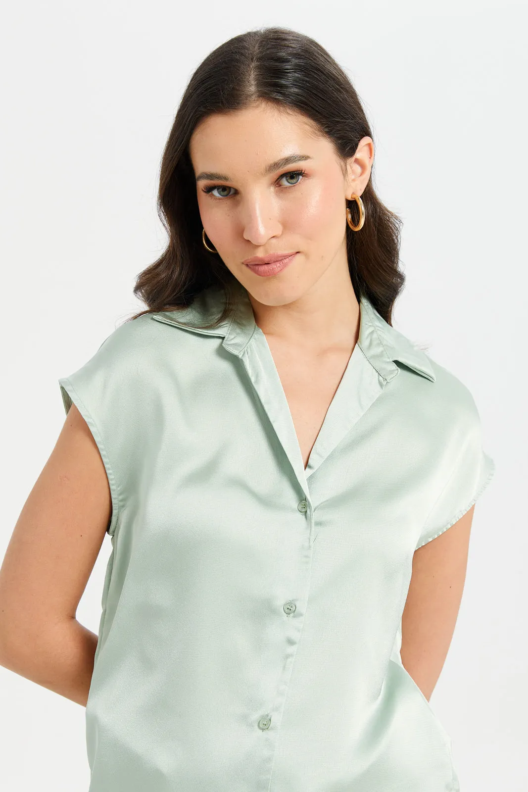 Woman Ivory Collared Blouse