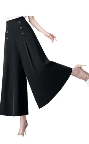 Womens Elastic High Waist Wide Leg Cropped Palazzo Pants X3732132