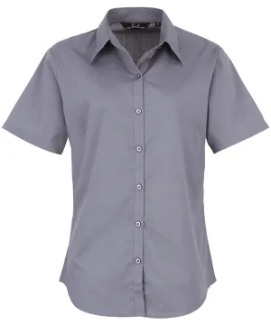 Womens short sleeve poplin blouse | Steel