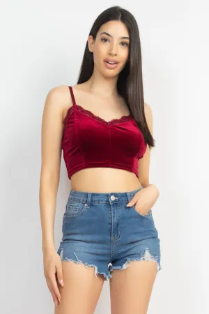 Women's Sleeveless Corset Velvet Crop Top